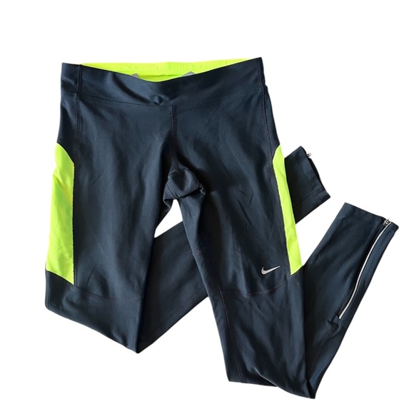 Nike Dri-Fit Neon Green/Gray Workout Leggings | Size Small - Picture 9 of 10